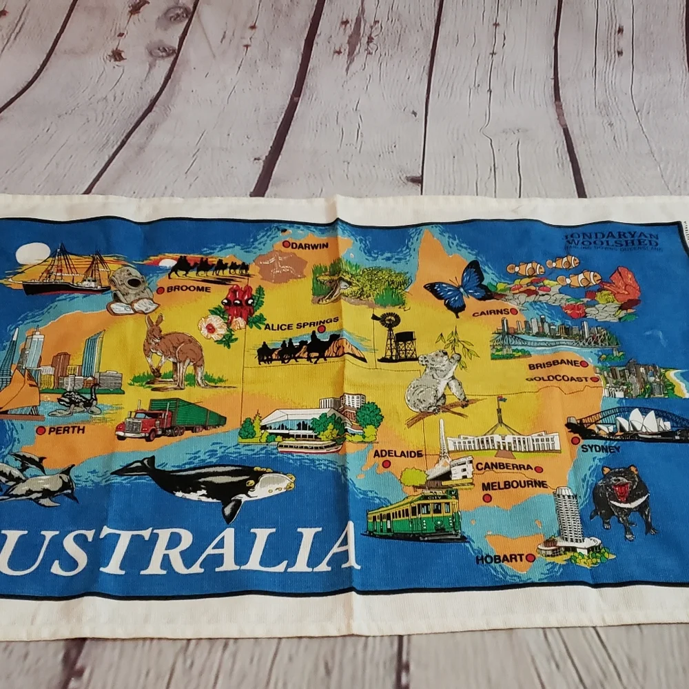 Australia Souvenir Map Tea Towel
